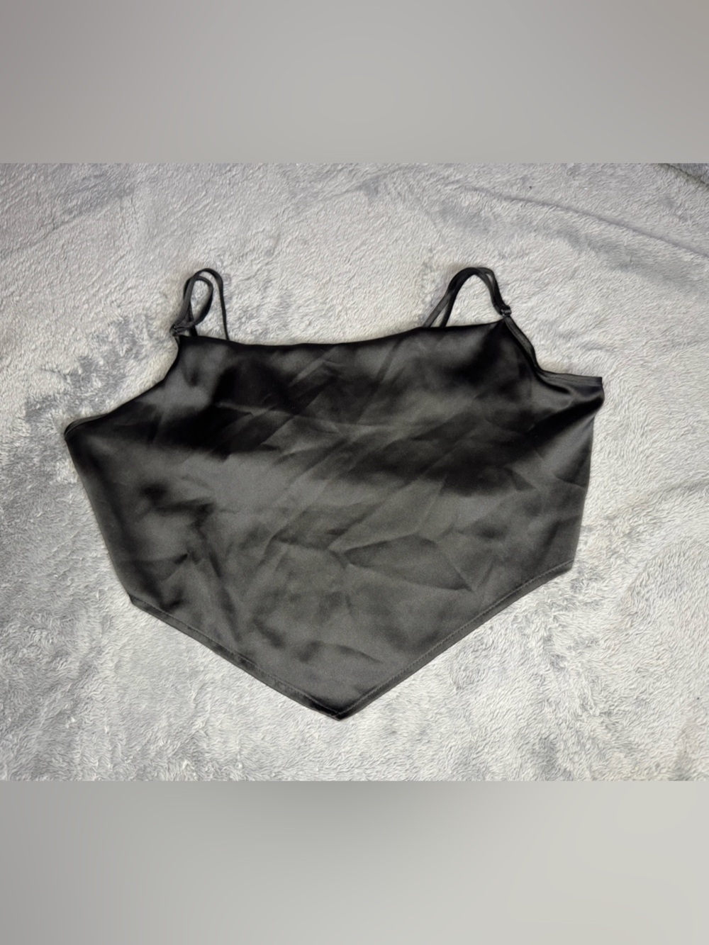 Sincerly Jules Black Satin Scarf Hem Cami Top